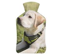 Botella de agua caliente con tapa, bolsa de agua caliente de goma para perro labrador para aliviar el dolor, calambres, calentador de pies, terapia de calor y frío