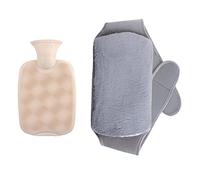 Botella de agua caliente con tapa, bolsa de agua caliente portátil alargada, Protector de cinturón, calentador for aliviar el dolor, cuello, hombros, espalda, cintura (Color : Gray 2-piece set)
