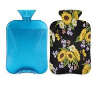 Botella de agua caliente con tapa, bolsa de agua caliente transparente de 2 l para compresas calientes/frías, calentador de manos, alivio del dolor de cuello y hombros (flor de primavera floral)