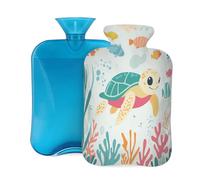 Botella de agua caliente con tapa de 2 L, bonitas botellas de agua caliente de tortuga marina para adultos, calentador/alivio del dolor