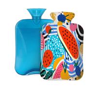 Botella de agua caliente con tapa de 2 L, botellas de agua caliente abstractas de sandía para adultos, calentador/alivio del dolor