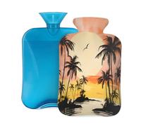 Botella de agua caliente con tapa de 2 L, botellas de agua caliente de árbol de coco para adultos, calentador/alivio del dolor