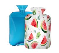 Botella de agua caliente con tapa de 2 L, botellas de agua caliente de sandía de acuarela para adultos, calentador/alivio del dolor