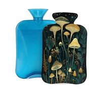 Botella de agua caliente con tapa de 2 l, botellas de agua caliente luminosas de hongos de la selva para adultos, calentador/alivio del dolor