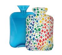 Botella de agua caliente con tapa de 2 L, con punto de onda arcoíris, para adultos, calentador y alivio del dolor