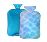 Botella de agua caliente con tapa de 2 L, con superficie de mar brillante, para adultos, calentador y alivio del dolor