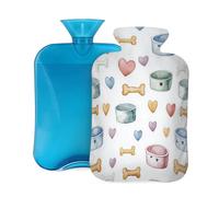 Botella de agua caliente con tapa de 2 L, cuenco de hueso de acuarela para mascotas, botellas de agua caliente para adultos, calentador/alivio del dolor