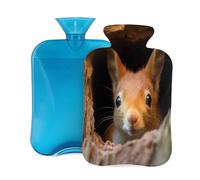 Botella de agua caliente con tapa de 2 L, diseño de ardilla linda para adultos, calentador y alivio del dolor