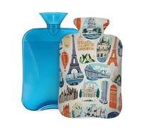 Botella de agua caliente con tapa de 2 L, diseño de arquitectura paisajística, botellas de agua caliente para adultos, calentador/alivio del dolor