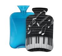 Botella de agua caliente con tapa de 2 L, notas clave de piano, botellas de agua caliente para adultos, calentador/alivio del dolor