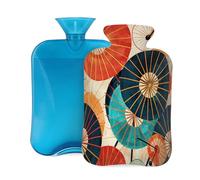 Botella de agua caliente con tapa de 2 L, paraguas japonés, botellas de agua caliente para adultos, calentador/alivio del dolor