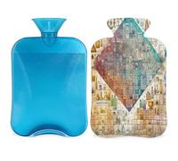Botella de agua caliente con tapa de tabla periódica vintage de química de 2 L, bolsa de agua de gran capacidad para noches acogedoras, alivio del dolor, espalda, cuello y hombros