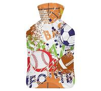 Botella de agua caliente con tapa, diseño de bolas deportivas, bolsa de agua caliente de goma para aliviar el dolor, calambres, calentador de pies, terapia de calor y frío