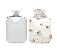 Botella de agua caliente con tapa, diseño de caracoles infantiles, 2 litros, transparente, para aliviar el dolor de cuello y hombros, terapia caliente