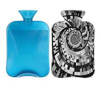 Botella de agua caliente con tapa, diseño de teclas de piano de música abstracta, bolsa de agua caliente de 2 litros para aliviar el dolor, cuello y hombros, calentador de manos y pies