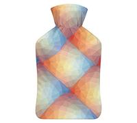 Botella de agua caliente con tapa, diseño geométrico triangular, bolsa de agua caliente de goma para aliviar el dolor, calambres, calentador de pies, terapia de calor y frío