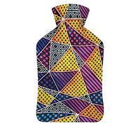 Botella de agua caliente con tapa, diseño triangular, bolsa de agua caliente de goma para aliviar el dolor, calambres, calentador de pies, terapia de calor y frío