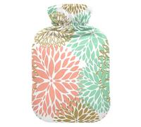 Botella de agua caliente con tapa, flor de dalia, bolsa de agua caliente a prueba de fugas para calentador de manos, pies, cuello, hombros, espalda, alivio del dolor muscular, compresa fría