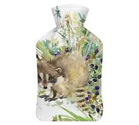 Botella de agua caliente con tapa, mapache, animales del bosque, bolsa de agua caliente de goma para aliviar el dolor, calambres, calentador de pies, terapia de calor y frío