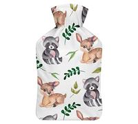 Botella de agua caliente con tapa, oso y ciervo, bolsa de agua caliente de goma para aliviar el dolor, calambres, calentador de pies, terapia de calor y frío