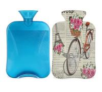 Botella de agua caliente con tapa para póster vintage de París, bolsa de agua caliente transparente de 2 l para compresas frías calientes, calentador de manos, alivio del dolor de cuello y hombros