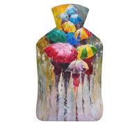 Botella de agua caliente con tapa, paraguas de lluvia, bolsa de agua caliente de goma para aliviar el dolor, calambres, calentador de pies, terapia de calor y frío