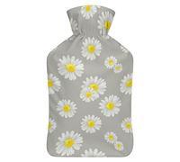 Botella de agua caliente con tapa, patrón de flores de manzanilla, bolsa de agua caliente de goma para aliviar el dolor, calambres, calentador de pies, terapia de calor y frío