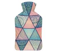Botella de agua caliente con tapa, patrón de mandalas, bolsa de agua caliente de goma para aliviar el dolor, calambres, calentador de pies, terapia de calor y frío