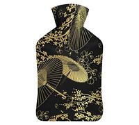 Botella de agua caliente con tapa, patrón de paraguas, bolsa de agua caliente de goma para aliviar el dolor, calambres, calentador de pies, terapia de calor y frío