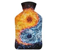 Botella de agua caliente con tapa, símbolo de Yin Yang, bolsa de agua caliente de goma para aliviar el dolor, calambres, calentador de pies, terapia de calor y frío