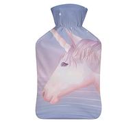 Botella de agua caliente con tapa, unicornio y cielo lunar, bolsa de agua caliente de goma para aliviar el dolor, calambres, calentador de pies, terapia de calor y frío