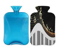 Botella de agua caliente con teclado para piano con funda esponjosa, bolsa de agua caliente de gran capacidad de 2 litros, bolsa de agua para notas musicales de piano para noches acogedoras, alivio
