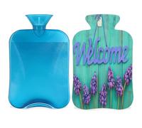 Botella de agua caliente con texto en inglés «Welcome Wood» con tapa, 2 L, gran capacidad, bolsa de agua para noches acogedoras, alivio del dolor, espalda, cuello y hombros