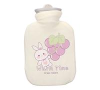 Botella de Agua Caliente Cubierta Suave Compresa Fría Caliente Portátil Espesar Reducción del Dolor Bolsa de Agua Caliente de Goma a Prueba de Fugas para el Invierno para Mantener el(moño blanco)