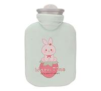 Botella de Agua Caliente Cubierta Suave Compresa Fría Caliente Portátil Espesar Reducción del Dolor Bolsa de Agua Caliente de Goma a Prueba de Fugas para el Invierno para Mantener(conejito verde)