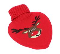 Botella de Agua Caliente, Cuello Bolsa de Agua Tibia Goma Suave Alivio del Dolor Terapia Térmica Bolsa Larga de Agua Caliente Inyección de Agua Linda Mini con Cubierta Tejido