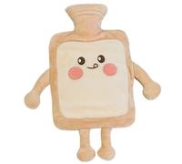 Botella de agua caliente de 1000 ml con linda funda de felpa de pan tostado, bolsa de agua caliente de goma, calentador de manos para aliviar el dolor, para mujeres y niñas (estilo 1) - bote