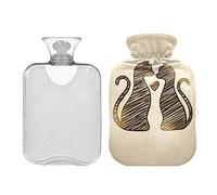 Botella de agua caliente de 2 l con cubierta, Loving Cats bolsa de agua caliente para aliviar el dolor, manos y pies, más cálido invierno