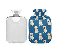 Botella de agua caliente de 2 L con tapa, Labrador Golden Retriever para perro caliente para calentador de manos, botella de agua caliente transparente clásica para calambres menstruales, alivio del dolor de cuello y hombros