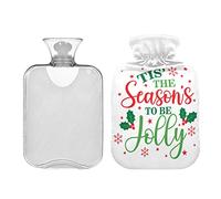 Botella de agua caliente de 2 L con tapa, Seasons Be Jolly bolsa de agua caliente para calentador de manos, botella de agua caliente transparente clásica para calambres menstruales, alivio del dolor de cuello y hombros