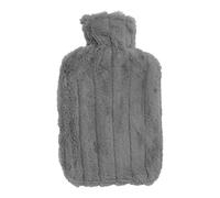 Botella de agua caliente de 2 litros, bolsa de agua caliente de goma con boca ancha para invierno (gris)