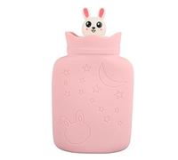 Botella de Agua Caliente de 350ml, Calefacción por Microondas, Silicona a Prueba de Explosiones, a Prueba de Fugas, Bolsa de Agua Caliente Portátil para Compresas Frías Y Calientes(Rosa)