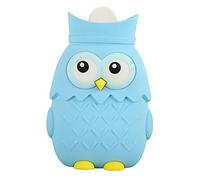 Botella de Agua Caliente de 400ml, Calentamiento por Microondas, Inyección de Dibujos Animados de Silicona, Calentador de Manos, Bolsa de Agua Caliente Portátil con Forma Bonita para(Azul claro)