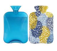 Botella de agua caliente de crisantemo de primavera con cubierta esponjosa, bolsa de agua caliente de gran capacidad, bolsa de agua para botellas de flores de primavera para noches acogedoras, alivio del dolor, espalda, cuello y hombros