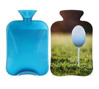 Botella de agua caliente de cristal con cubierta de 2 L, bolsa de agua caliente de PVC de golf deportiva para calentador de manos, alivio del dolor, compresa caliente y terapia de frío