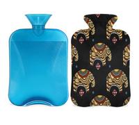 Botella de agua caliente de elefante tribal étnico con tapa, bolsa de agua caliente transparente de 2 l para compresas frías calientes, calentador de manos pies, alivio del dolor de cuello y hombros