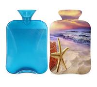 Botella de agua caliente de estrella de mar tropical con cubierta esponjosa, bolsa de agua caliente de gran capacidad, bolsa de agua tropical para noches acogedoras, alivio del dolor, espalda, cuello y hombros