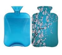 Botella de agua caliente de flor de ciruela china con tapa, bolsa de agua caliente transparente de 2 l para compresas frías calientes, calentador de manos pies, alivio del dolor de cuello y hombros