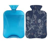 Botella de agua caliente de flores abstractas con tapa, bolsa de agua caliente transparente de 2 l para compresas calientes/frías, calentador de manos, alivio del dolor de cuello y hombros (único)