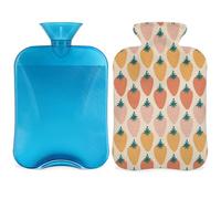 Botella de agua caliente de fresa colorida con tapa, bolsa de agua caliente transparente de 2 l para compresas frías calientes, calentador de manos pies, alivio del dolor de cuello y hombros (fruta